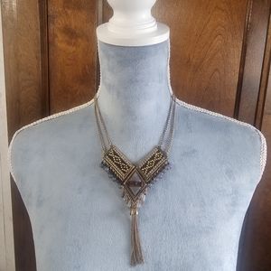 Park Lane Lavender and Burgundy Bib Necklace NWOT (retired)